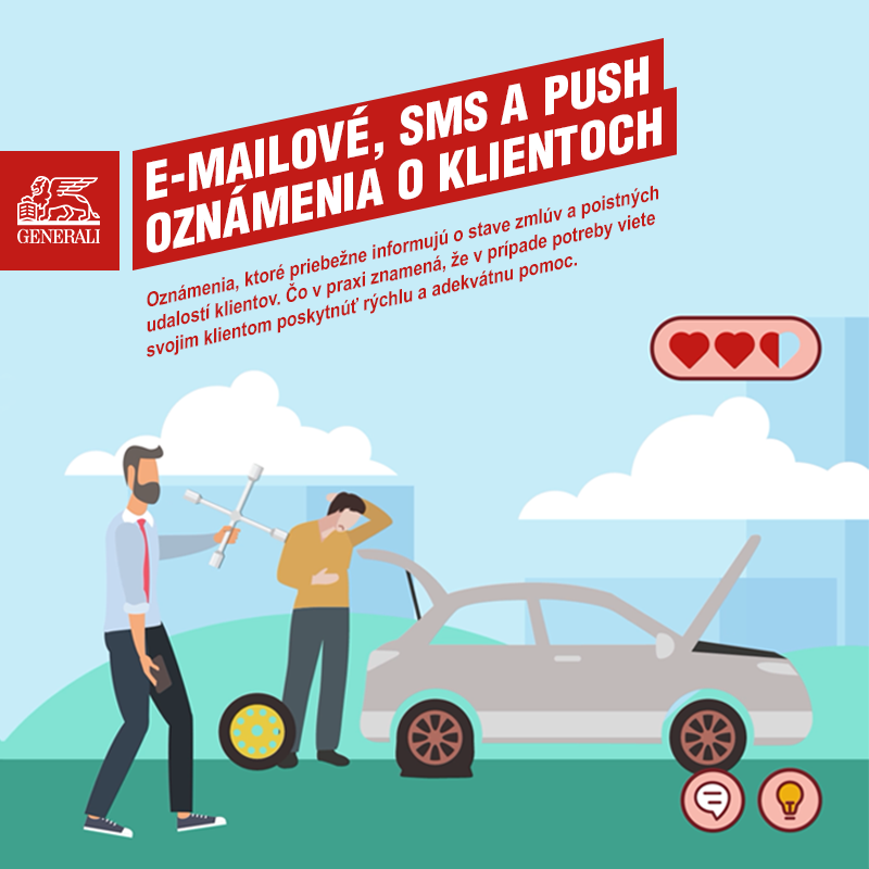 E-mailové, SMS a push oznámenia o klientoch
